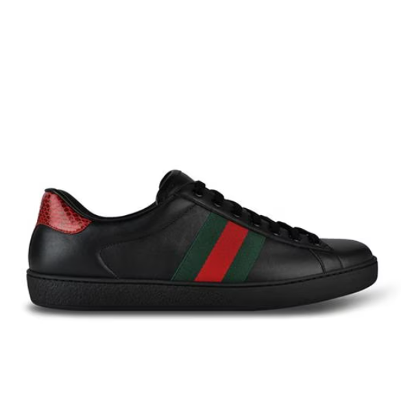 GUCCI ACE LEATHER TRAINER - BLACK