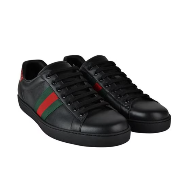 GUCCI ACE LEATHER TRAINER - BLACK