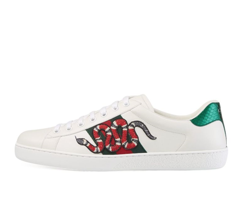 GUCCI ACE LEATHER TRAINER - SNAKE EMBROIDERY