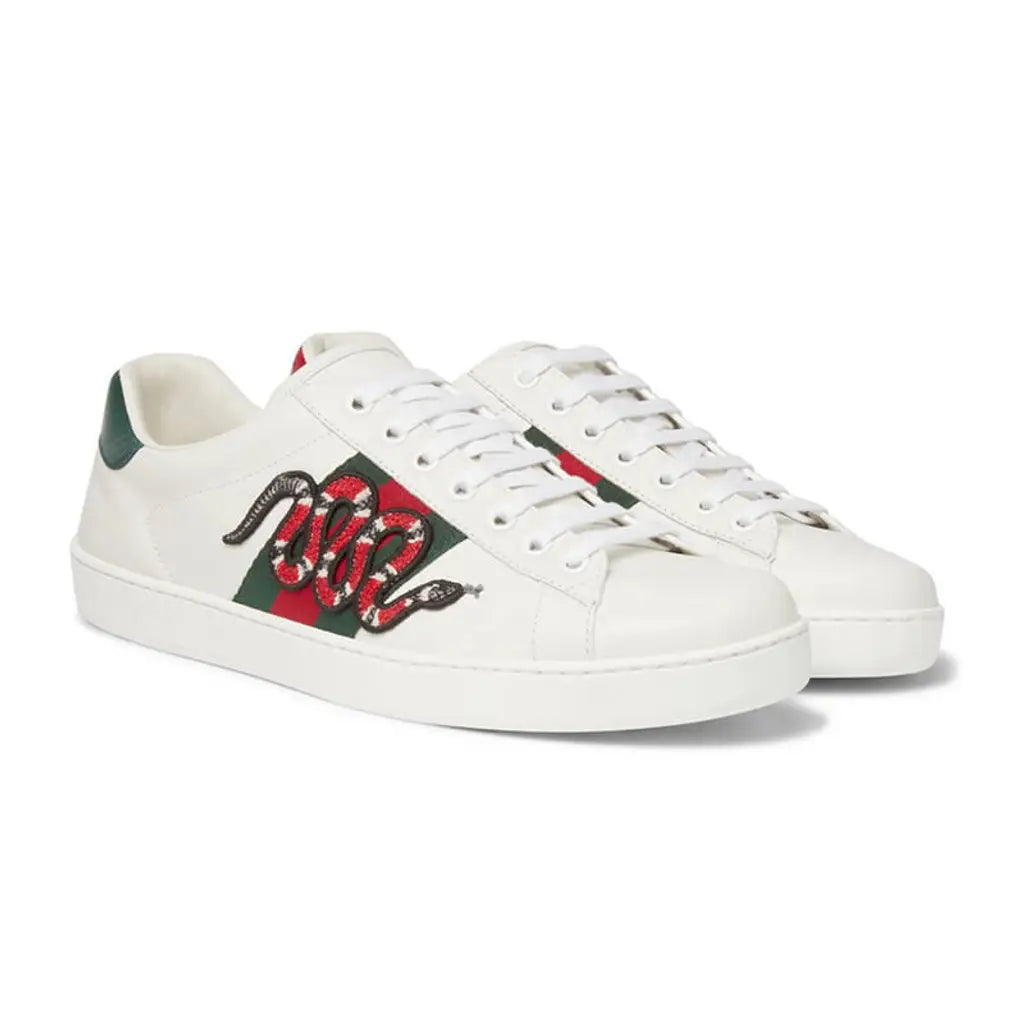 GUCCI ACE LEATHER TRAINER - SNAKE EMBROIDERY