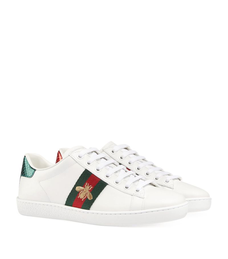 GUCCI ACE LEATHER TRAINER - BEE EMBROIDERY